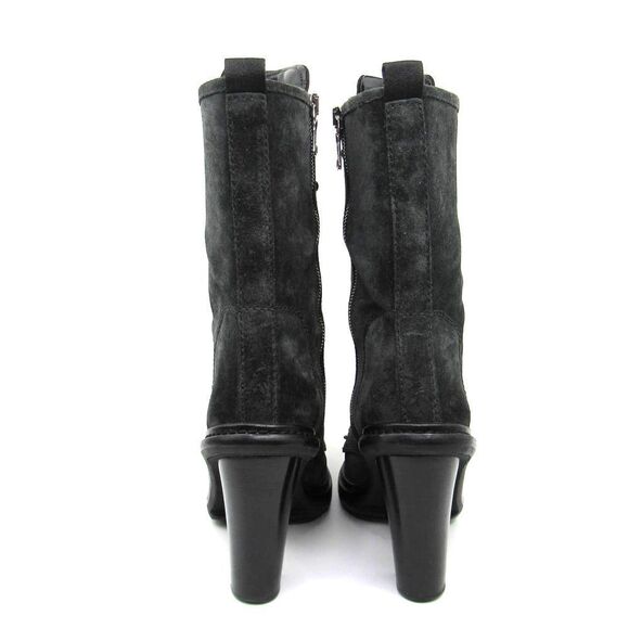 Prada Sport Grey Suede Block Heel Lace Up Mid Calf Boots SZ 37 - Picture 4 of 8